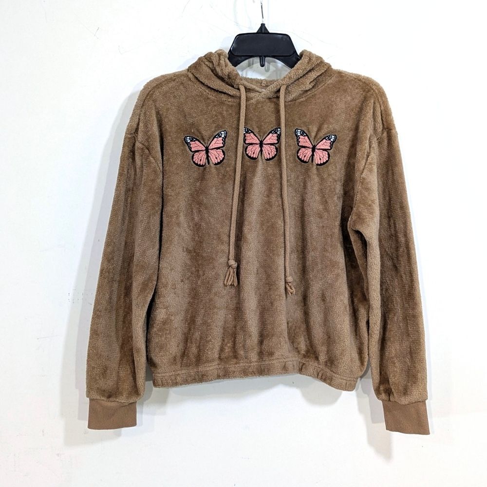 Mighty Fine Oversized Butterfly Drop Sleeve Fleece Pullover Hoodie Size Small
